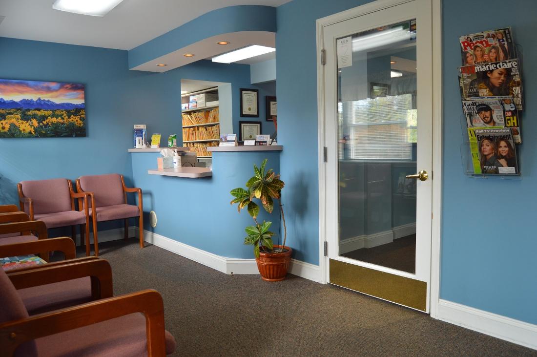 Reception Area with a flatscreen television and toys to keep little ones busy